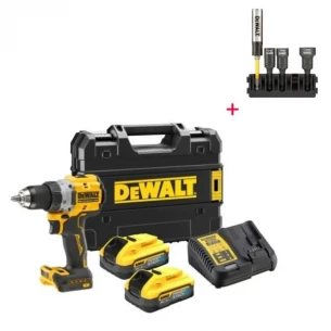 Акумулаторен винтоверт DeWALT DCD800H2T, 18 V, 90 Nm, с 2 батерии 5 Ah PowerStack® и зарядно / DCD800H2T-QW